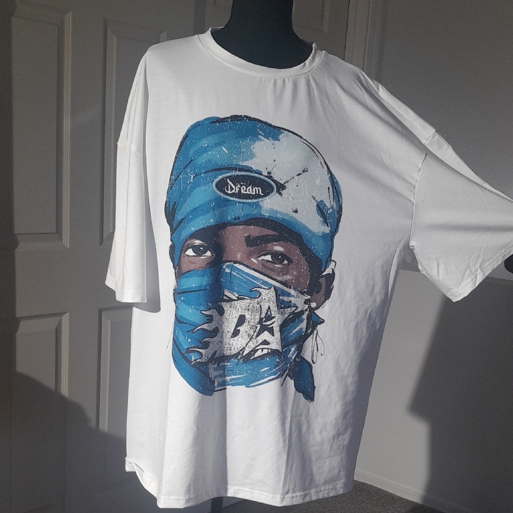 NFINITY White Tee with Blue Bandana Face Graphic